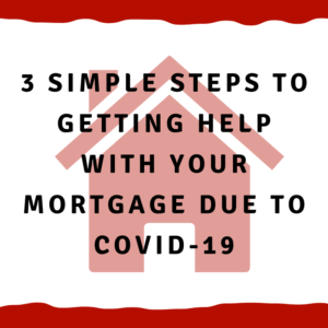 A picture of a house with the words, "3 simple steps to getting help with your mortgage due to Covid-19"